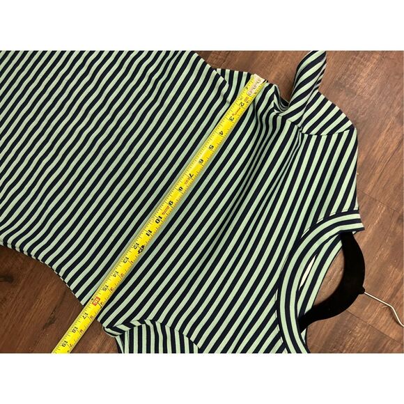 Free People Beach Turquoise Blue Striped ON THE LINE Ponte Dress Sz Medium - Picture 7 of 8